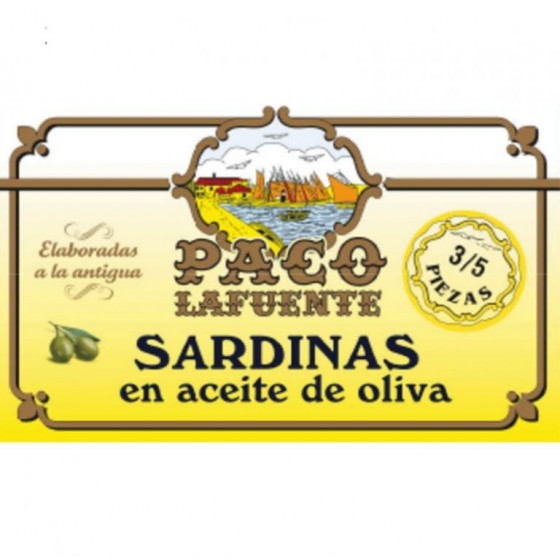 Sardinas en aceite de oliva 3/5 pzas, 125 g