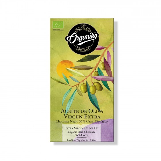 Chocolate negro 56% cacao con aceite de oliva virgen extra BIO 70 g