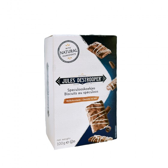 Biscuits de canela recubiertos de chocolate con leche y decoradas con chocolate blanco 100 g