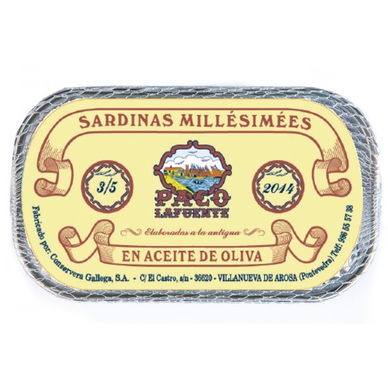 Sardinas Millésimées en aceite de oliva 2018 - 3/5 pzas. 125 g