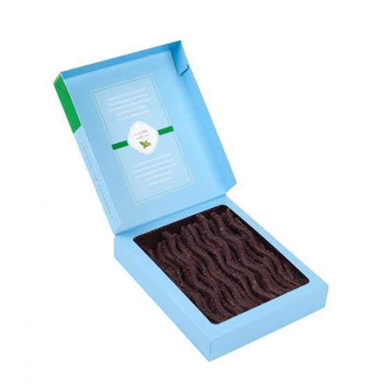 Finos y delicados sarmientos de chocolate negro 52% a la menta 125 g